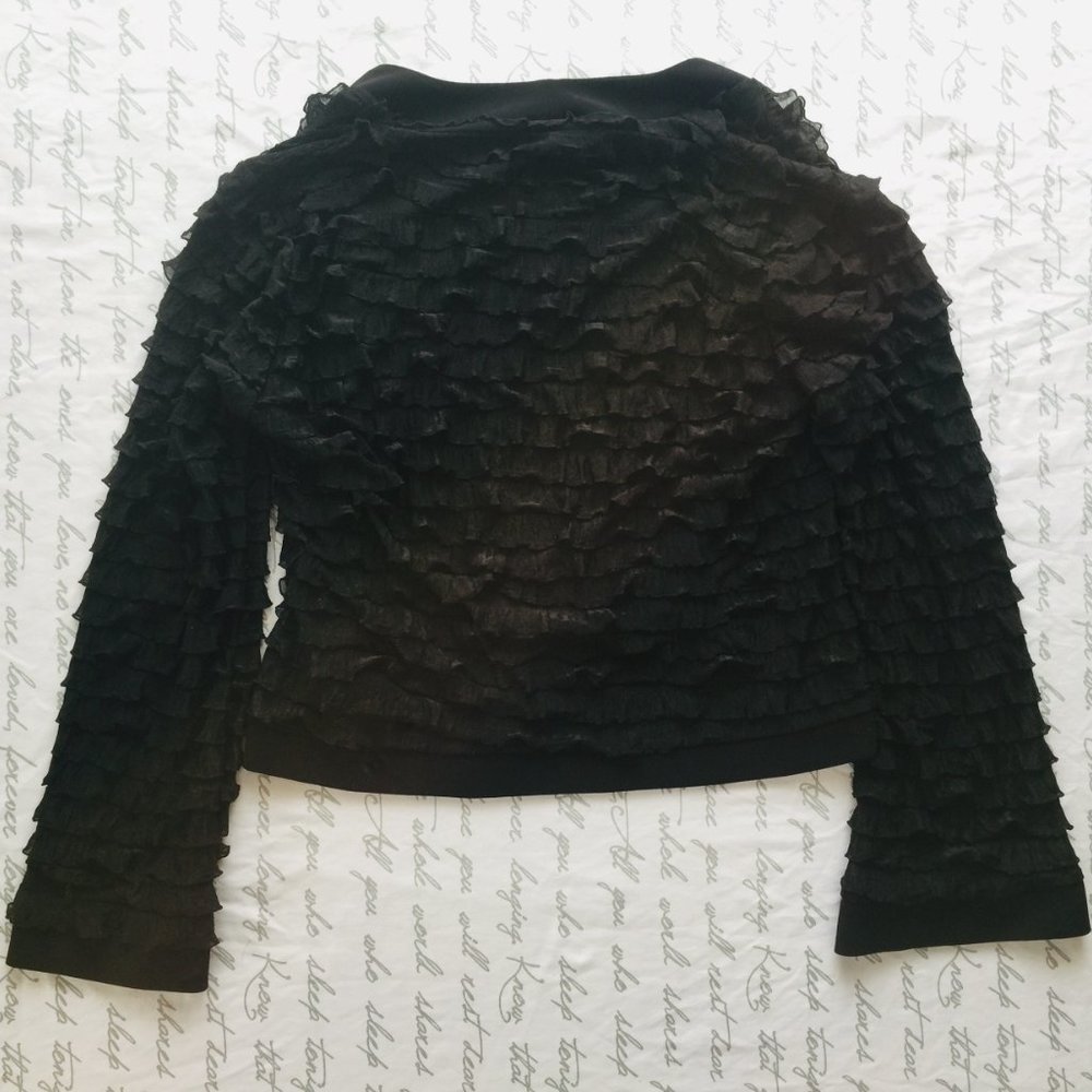 Fashionable Black Ruffled Short Jacket - Light - Picture 5 of 8